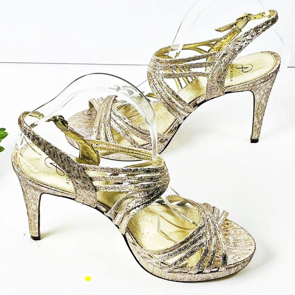 2/$30 NWT Adrianna Papell Gold Strappy Heels 9.5M